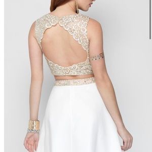 White and gold two piece dress